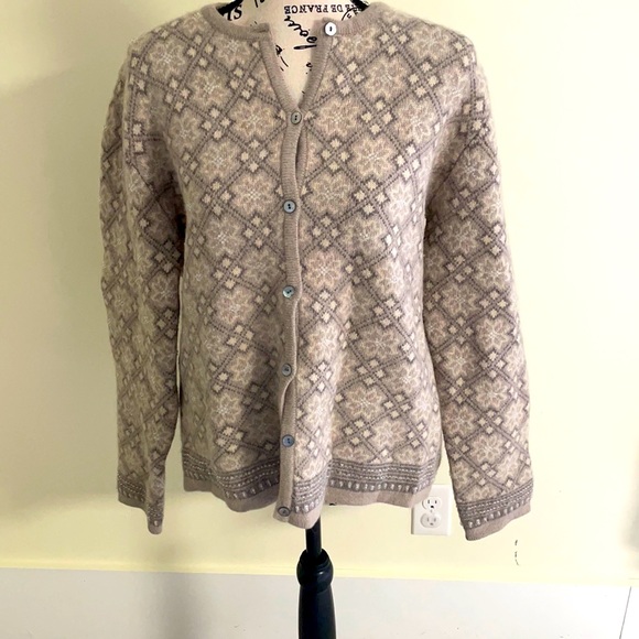 *Host Pick* Cottagecore Nordic Design Wool Grandma Cardigan SZ L EUC - Picture 2 of 10